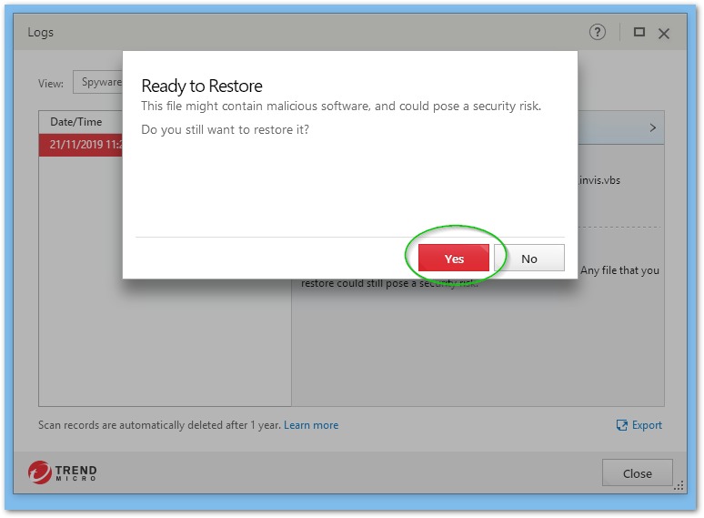 Trend Micro Restore Script