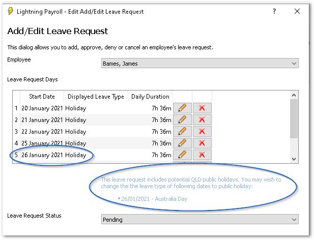 Leave Request New Days List