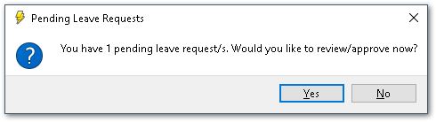 Pending leave request prompt