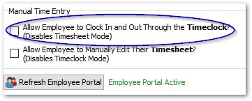 Timeclock Online Portal setting