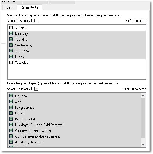 online portal settings right