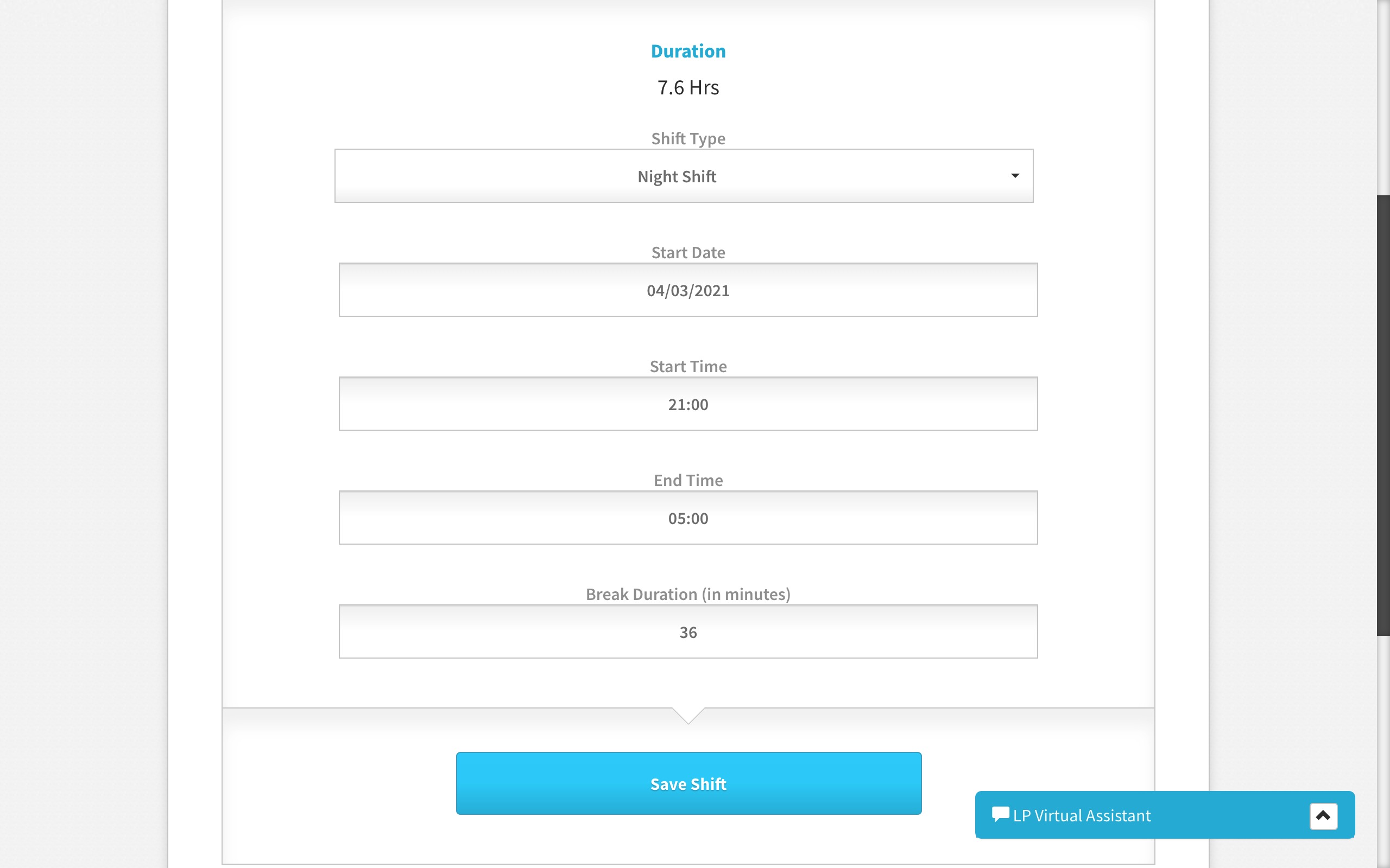 Timesheet Portal Main Screen