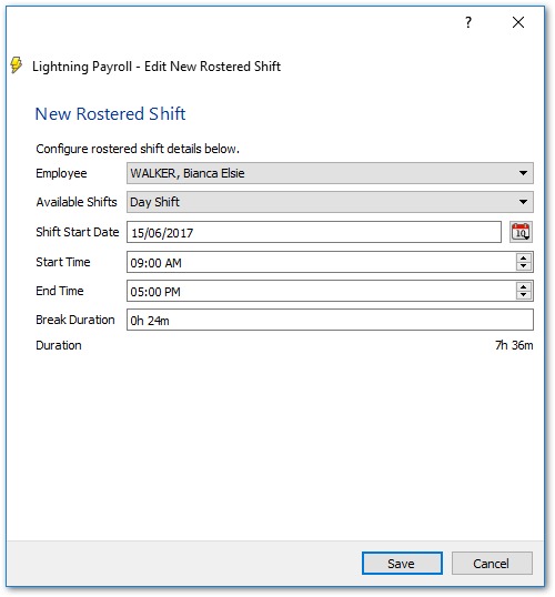 Add Roster Shift