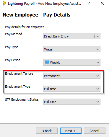 Employment type/tenure in new employee assistant