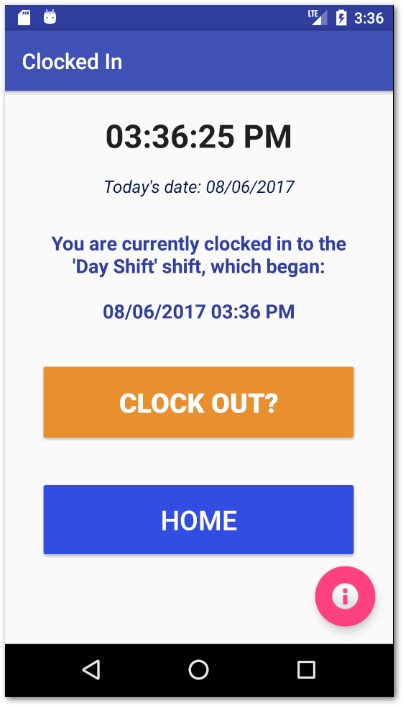 Clock Out Screen