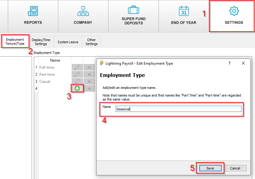 Setting up a custom employment type