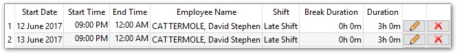 David Roster Shifts
