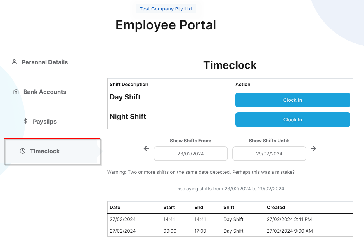 Employee Portal Dashboard