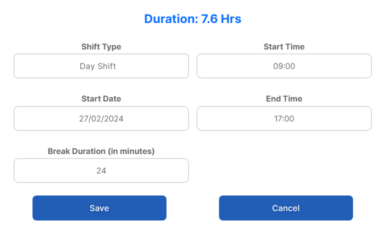 Timesheet Portal Main Screen