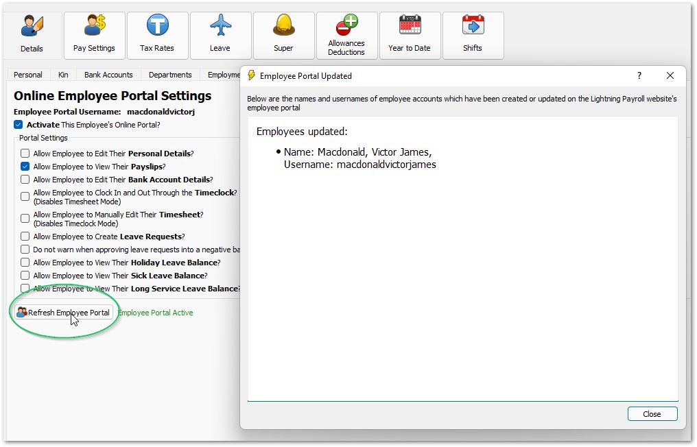 Refresh Portal Payslips