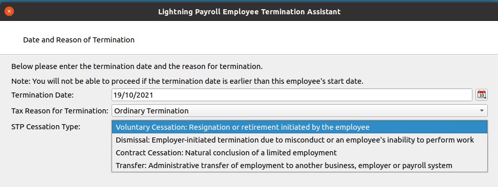 Termination Reasons