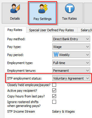 Voluntary agreement STP employment type